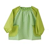 渡嘉毛織 キッズスモック ギンガムチェック青りんご 120cm【日本製】