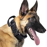 OneTigris 犬 首輪 大型犬 犬用首輪 ハンドル付き 着脱は1秒 マジックテープで貼り付け可能 超軽量 調整可能 最大引張強度220kg 屋外での使用 犬訓練用 散歩 1000Dナイロン カッコいい 柴犬 秋田犬など ペット用品