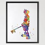 Dignovel Studios 11X14 Kingdom Hearts Sora Watercolor Art Print Wall Art Hanging Home Decor Boys Gir