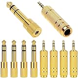 Xiatiaosann 3.5mm オス - 6.35mm メスアダプター & 3.5mm メス - 6.35mm オスアダプター、金メッキ 1/8 インチ - 1/4 インチジャック Aux ケーブル、ギターアンプ、ヘッドフォン用 (10 パック)