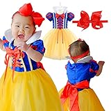 白雪姫 イメージ ドレス 1歳 2歳 3歳 大きなリボン ヘッドバンド 付 ≪ハロウィン 80cm 90cm 95cm 100cm≫(白雪姫,90タグ大き目の為100cmくらい) [並行輸入品]