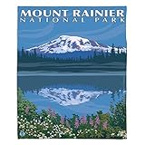 ブランケットウルトラソフトFuzzy 4サイズダイアノウチェ・デザインズ – Lantern押しMount Rainier National Parkホーム装飾寝室ソファスローブランケット X-Lar