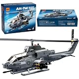 MISINI M8024 AH-1Wスーパーコブラ武装ヘリコプター積み木セット、958点の軍用中型1：35スケールヘリコプター積み木セット、軍事愛好家に適した航空機模型制作プレゼントとコレクション