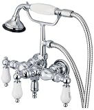 水Creationヴィンテージクラシック3 – 3 / 8インチセンター壁マウントTub Faucet with Down注ぎ口 F6-0017-01-CL 1