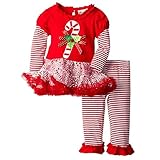 (ハイボート)Hibote 女の赤ちゃんのクリスマスのトナカイロングスリーブTシャツとズボンの服セット