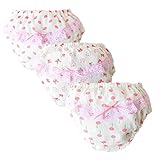 JIEYA レースのちょう結びの3パックの赤ちゃんの女の子の綿のブリーフトレーニングパンツ (130(3～4歳), C)