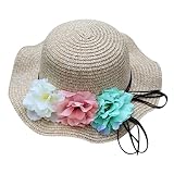 Feiscat 夏 バイザー ビーチ帽子 花柄 麦わら帽子 可愛い 日除け UV対策 海 ビーチ ベビハット 人気 ハット 赤ちゃん帽子 キャップ 遮光 お出かけ 旅行 子供ハット (カーキ)