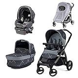 Peg Perego Book Pop Travel Bundle w Primo Viaggio 4/35 Infant Car Seat & Mosquito Net (Portraits Gre