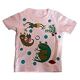 すいすいカエル Tシャツ 名入れ 手描き (130, ライトピンク)