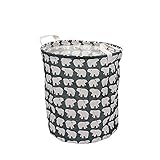 Collapsible Laundry Hamper、ONEVERコットンCylindric黄麻布キャンバスストレージバスケット服ストレージ/ Kids Toy Organizer with動物デザイ