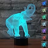 nchanceクリスマスギフトマジック象ランプ3dイリュージョン7 ColoursタッチスイッチUSB挿入LEDライト誕生日プレゼント、パーティー装飾