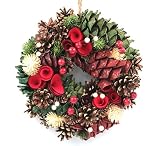 [XPデザイン] クリスマス フラワー リース ガーデニング インテリア オーナメント デコレーション (レッド・ビッグコーンホワイトモケ c 25cm)