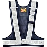 緑十字 多機能LED安全ベスト 紺/白発光/白反射 フリーサイズ メッシュ生地 238098