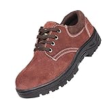 Perfk 作業シューズ 男子用 安全靴 スチールトウ 滑り止め スエード製 穿刺プルーフ ハイキング アウトドア 全5サイズ選択 - EU 43 US 9 UK 8.5