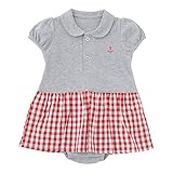 (チャックル) chuckle *ボンシュシュ*チェック柄スカート付き半袖ロンパース グレー 80cm P2193-80-00