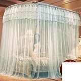 正方形の網のカーテン,伸縮 u 防蚊ネット,パッド入りの網を暗号化 床スタンド ダブル ホーム蚊帳の家・旅行の昆虫の保護撥シールド-C Queen2