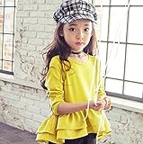 Candykids 女の子 子供服 入学式・入園式・卒園式・お祝い 結婚式 発表会 入学式 ガールズ ベビー 赤ちゃん キッズ 子ども シャツ 長袖 (100cm, イエロー)