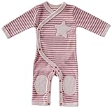 yuga☆ボーダー・ロンパース ピンク 70cm オーガニックコットン100% ベビー 服 男の子 女の子 兼用 出産祝い プレゼント 綿100%