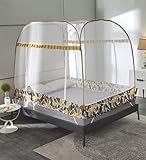 LIQICAI 蚊帳 簡単なセットアップ 強い弾性鋼線 昆虫保護ベッドキャノピー、 2タイプ 2サイズ 多色オプション ( 色 : Camo+Yellow , サイズ さいず : 1.5 x 1.95