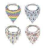 ALVABABY ベビー よだれかけ 柔らかい ビブ 三角 スナップ サイズ調整可能 4枚セット SH01-JP