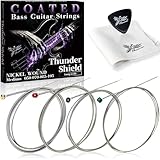 Phoenix コーティング ベース弦 【ロングスケール／4弦】ベース 弦 PVD 錆びにくい ポールエンド色分け/お手入れクロス＆ピック 付き＜長期保証45日間＞ Thunder Shield (ミディアム/Medium)