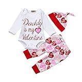 (プタス)Putars ベビー服 子供服 上下セット ロンパース 女の子 ハート柄 daddy is my valentine 新生児 歩行服 出産お祝い 記念日 プレゼント 0-18ヶ月