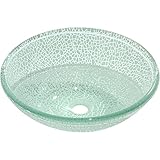 Y Decor Ardennes Crackledガラス容器シンク、ブルー/ライトブルー/オフホワイト/アクア、15.5 " L x 15.5 " W x 5 " D