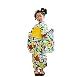 [ KIMONOMACHI ] こども 浴衣セット「グリーン梅と橘」 130cm