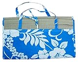 Mullsan 36X72 Large Portable 3 folds straw beach mat with 100% cotton canvas Multi Stripe outer bag 