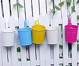 10個 ヴィンテージの田舎のスタイルの金属鉄の花植物吊りバケツ 植物園ホームバルコニー庭園植物パティオ壁掛け花ホルダープランターホームデコレーション