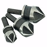 3ピース1/4 "インチ六角シャンク5フルート面取りドリルビット高炭素鋼12ミリメートル16ミリメートル19ミリメートル木工皿穴掘削