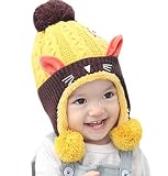 fulaixi秋冬 冬用赤ちゃん 用帽子 可愛い ニット 耳覆い 帽子 1 - 2歳 ベビー用 男女兼用 ターバン (イエロー)