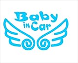 ノーブランド 青 Baby In Car 羽 ステッカー オシャレ キュート系 キッズインカー こどもが乗っています kids in car