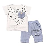 Cutelove 子供服 Tシャツ Tシャツ＆パンツ 上下セット 可愛い柄 半袖 ショートパンツ 格子柄 男の子 赤ちゃん 夏 カジュアル