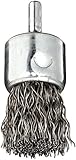 Weiler Wire End Brush, Solid End, Round Shank, Steel, Crimped Wire, 1" Diameter, 0.02" Wire Diameter