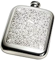 Wentworth Pewter- Love Skull 6oz Pewter Cushion, Pocket Flask, Spirit Flask, Skull and Hearts Pattern