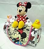 ご出産お祝い＜おむつケーキ＞　人気のロールケーキ風のかわいいおむつケーキ　ディズニーF (女の子用ミニ―）