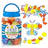 Odoorgames 140個の半透明パターンブロック - Translucent Pattern Blocks - 教育用ライトテーブルマニピュレータとアクセサリー - 楽しく魅力的な幾何学的形状
