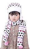 (コ-ランド) Co-land キッズ 帽子 マフラー 2点セット 暖かい ニット帽子 子供用 ハット 女の子 キャップ 可愛い ハート柄 防寒 秋冬 Mサイズ
