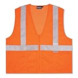ERB 14636 S15Z ANSI Class 2 Zippered Mesh Safety Vest with Pockets, Orange, 2X-Large by ERB