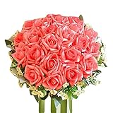 結婚式の写真のブーケウェディングブライダルブーケ造花、ピンクのバラ 結婚式の花嫁のブーケ 人工花束