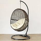 ハンギングチェア ワイド ブラウン＆ホワイト 幅102×奥行102×高さ195cm 耐荷重120kg C500PBRW