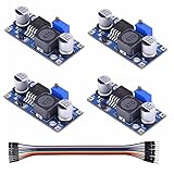 4個のLM2596 DC-DCステップダウン3.2V〜46V 3A可変電源電圧レギュレータバックコンバータLM2596Sモジュール（デュポンケーブル付属）