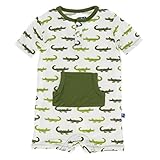 KicKee Pants Baby Boys '印刷ショートスリーブHenley Romper prd-kphenr65-cipa カラー: ホワイト