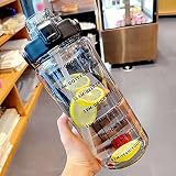 TSQIBU ボトル 水筒 2L 大容量 ポータブルストロースポーツウォーターボトル BPAフリー プラスチックウォーターボトル 大人 子ども アウトドア スポーツ 登山用 キャンプ ランニング ジム ハイキング 自転車 (2L,black)
