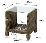ラタンテーブル 籐テーブル ガラステーブル 角テーブル 幅41cm IMT82B　今枝商店