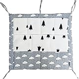 ベビーベッド用バッグ　多層　ポーチ　収納バッグ　おむつ収納袋　多機能　ベビー用品　小物入れ (グレー)