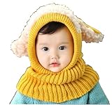 【Y's factory】ベビー キッズ ひつじ 羊 耳 ニット 帽 子 ネックウォーマー ガールズ ボーイズ ユニセックス 秋 冬(イエロー)
