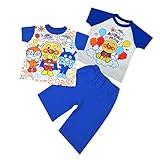 キッズパジャマ アンパンマン 洗い替え 2TOPS 半袖パジャマ 天竺素材 夏物 子供用 Anpanman j-sa2703 90cm ブルー