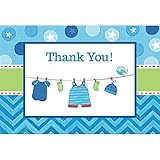 Amscan Adorable with Love Boy Baby Shower Postcard Thank You Cards (8 Piece)%ｶﾝﾏ% 4-1/4 x 6-1/4%ﾀﾞﾌﾞ